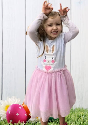 Child pretending to be a easter bunny