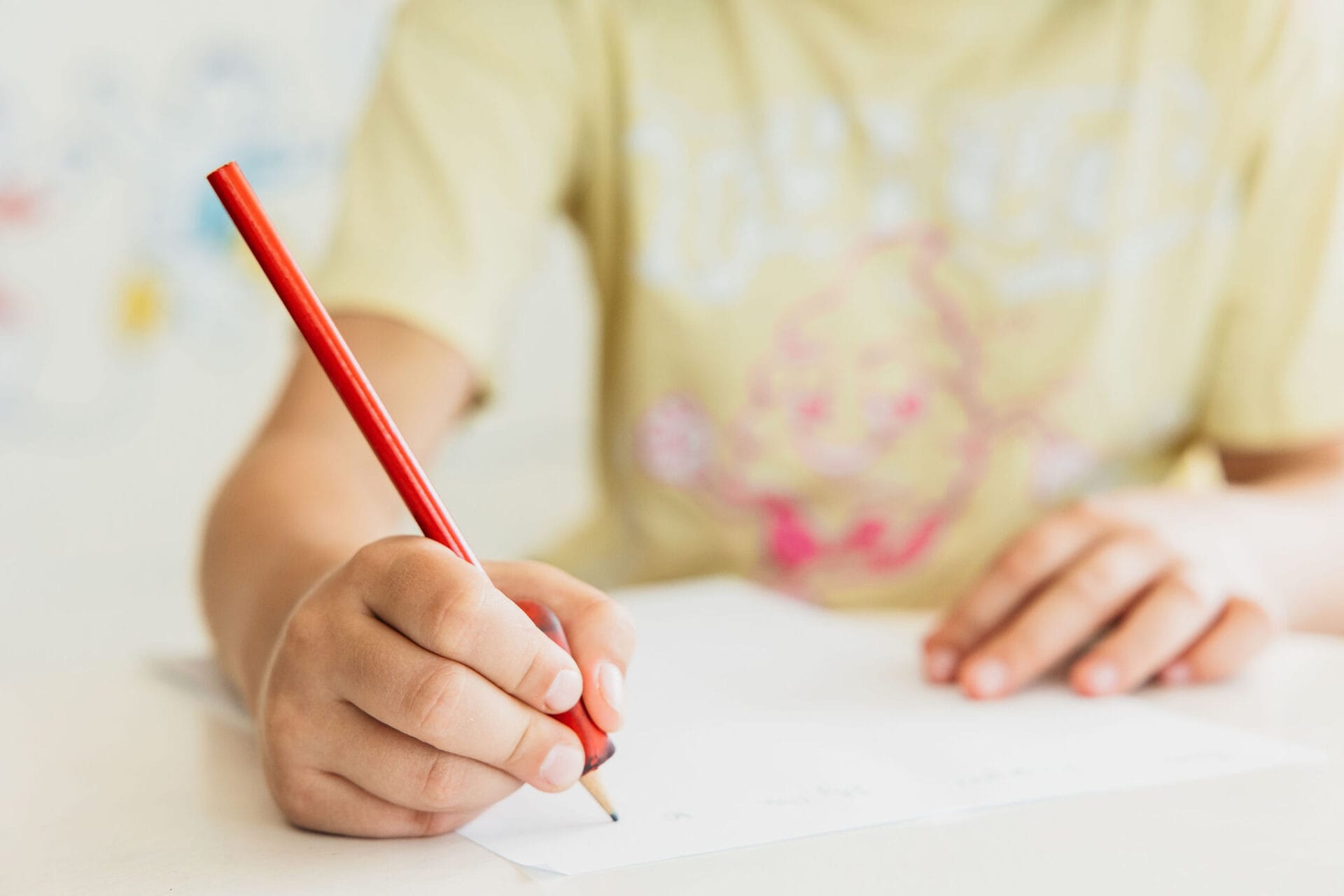 a child practising writing